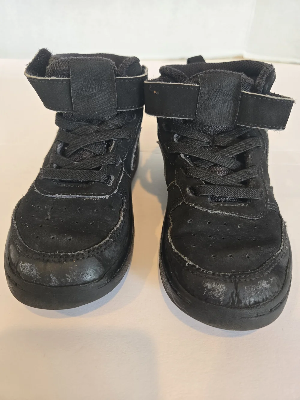 Nike Kids Black High-Top Sneakers with Hook-and-Loop Strap 10C